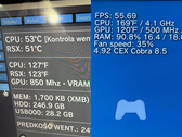 Een screengrab waarop de RSX GPU en CELL CPU van de PS3 overklokt zijn tot respectievelijk 850 MHz en 4,1 GHz (bron: Modyfikator89 op X)