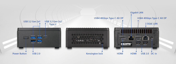 Poorten van de mini PC (Afbeelding bron: ECS)