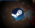 Afgebeeld - het Steam-logo op een wazig screenshot van het spel Power Fantasy. (Afbeeldingsbron: Steam - bewerkt)