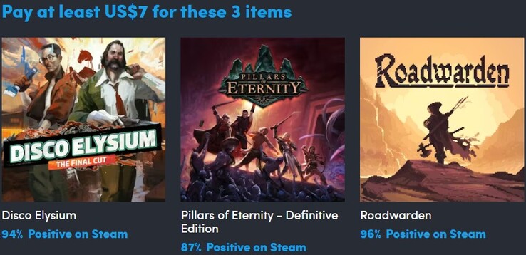 Het eerste niveau van de Dice and Destiny rebundle bevat deze 3 spellen (Afbeelding bron: Humble Bundle)