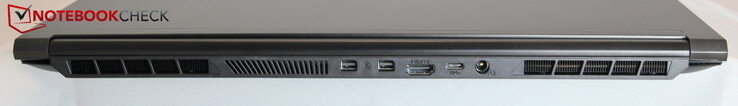 Achter: 2x Mini DisplayPort 1.4 (G-SYNC compatibel), 1x HDMI 2.0 (with HDCP 2.2), 1x USB-C 3.2 Gen 2 (geen DisplayPort, geen Power Delivery), power
