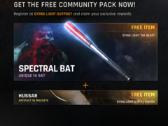 Een screenshot van Dying Light: The Beast waarin de Spectral Bat en Hussar Artifact Machete te zien zijn (bron: Techland)