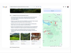 AI-overzichten in Google Zoeken kunnen nu ideeën en beoordelingen geven voor regio&#039;s en landen die gebruikers willen bezoeken. (Afbeeldingsbron: Google)