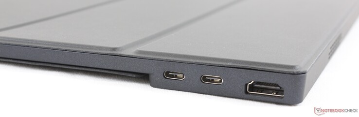 Linkerkant: 2x USB Type-C w/ DisplayPort ondersteuning, HDMI