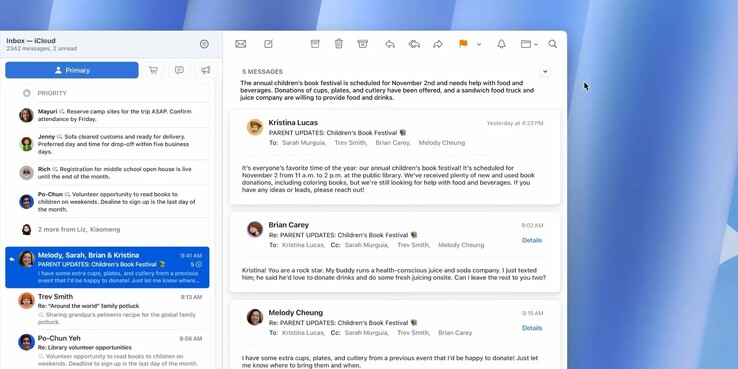 macOS 15.4 herziet het ontwerp van Apple's Mail-app. (Afbeeldingsbron: 9to5Mac)