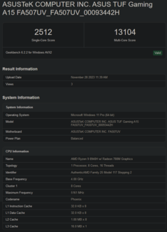 Ryzen 9 8940H Geekbench notering (afbeelding via Geekbench)