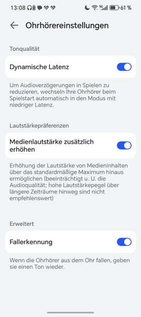 Instellingen oordopjes: Google Android