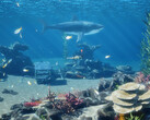 InZOI Island Getaway gratis DLC snorkelen screenshot toont haaien en vissen in ondiep water