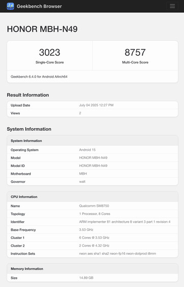(Afbeeldingsbron: Geekbench)