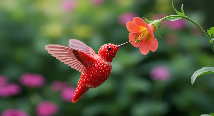Een afbeelding gegenereerd door Imagen 3 met de prompt "aardbeivogel" (Afbeeldingsbron: Google)