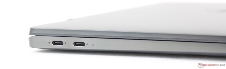 Links: 2x USB-C 3.2 met Thunderbolt 4 + Power Delivery + DisplayPort