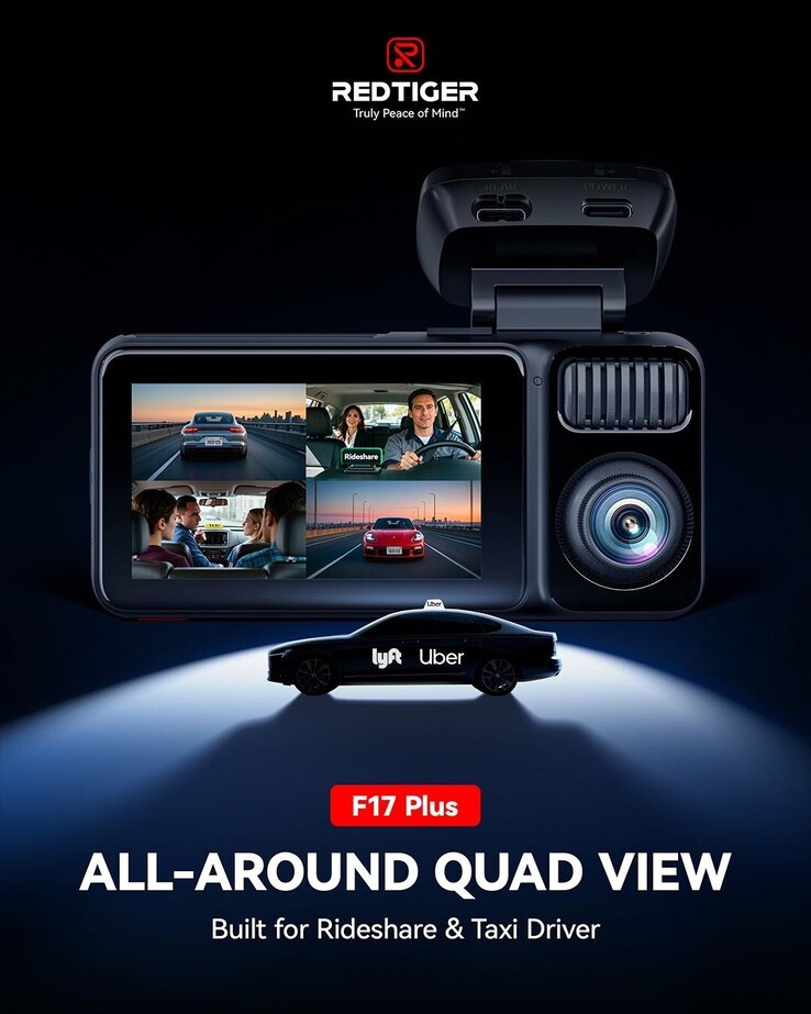 De Redtiger F17 Plus dashcam kan tot 2,7k 30 fps beelden opnemen (bron: Redtiger)