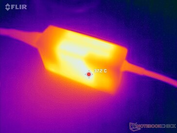 AC-adapter kan meer dan 37 C bereiken bij zware belastingen