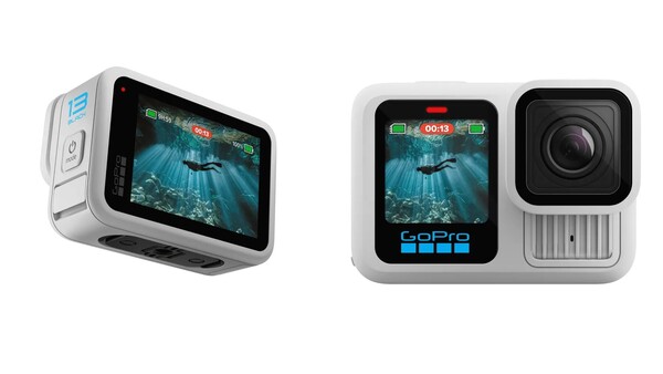 De GoPro Hero 13 Black in Polar White heeft nog steeds zwarttinten. (Afbeeldingsbron: GoPro)
