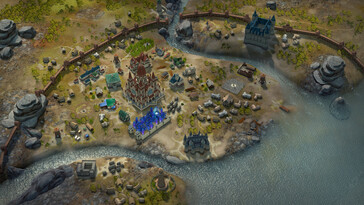 Een afbeelding van een stad in Pathfinder: Kingmaker — Enhanced Plus Edition.