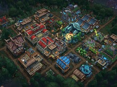 Een afbeelding van gebouwen in Against the Storm.