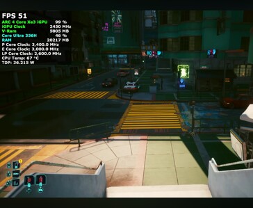 Cyberpunk 2077 draait op Intel Core Ultra 7 356H mini PC met 51 FPS