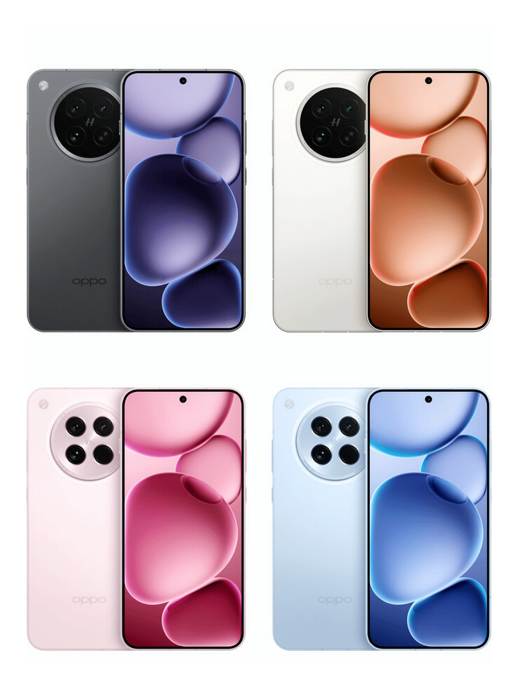 De "Find X8s" wordt volgens de geruchten geleverd in 4 verschillende kleuren. (Bron: Digital Chat Station via Weibo)