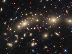 Een afbeelding van de MACS J0416 sterrenstelselcluster, gemaakt met de James Webb en Hubble ruimtetelescopen (Afbeeldingsbron: NASA, ESA, CSA, STScI)