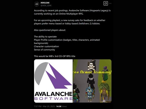 X0XLEAK X Nieuwe Avalanche Software spel/enquête X post (Afbeeldingsbron: screenshot, X0XLEAK X account)