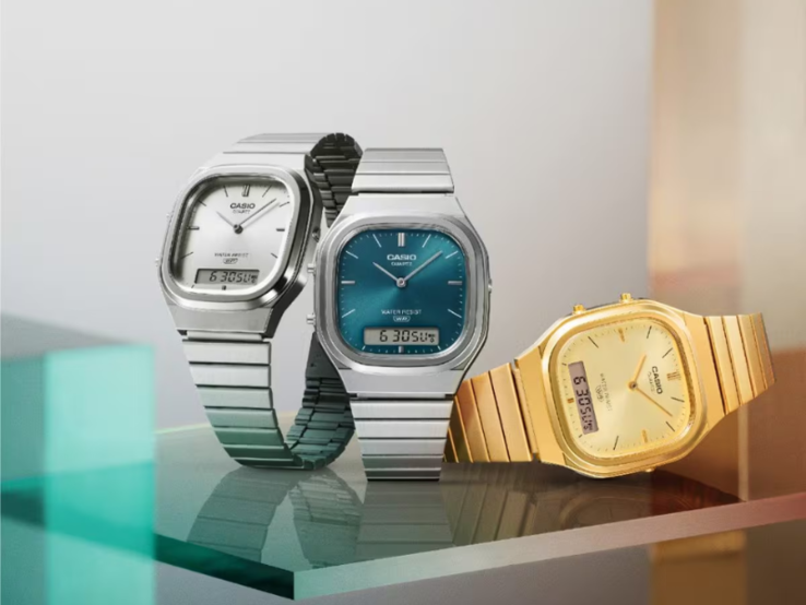 De Casio AQ-240E-7A (links), AQ-240E-3A (midden) en AQ-240EG-9A (rechts) horloges. (Afbeeldingsbron: Casio)