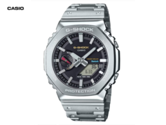 De Casio G-Shock GM-B2100SD-1C (afbeelding) heeft een zwarte wijzerplaat met een zilverkleurige stalen kast. (Afbeeldingsbron: Great G-Shock World)