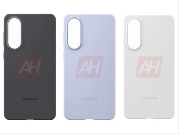 Galaxy Uitgelekte afbeelding (Bewerkt) van S25 Edge waarop siliconen hoesje in drie kleuren te zien is. (Afbeeldingsbron: Android Headlines)