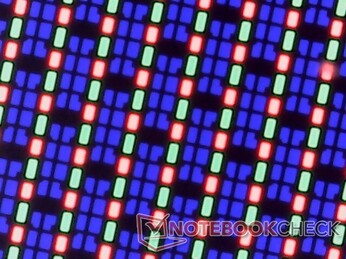 RGB OLED subpixel array. De beelden zijn scherp zonder grote korreligheid door de glanzende overlay