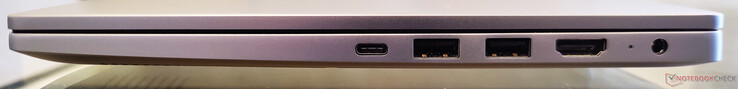 Rechts: USB 3.1 Gen1 Type-C, 2x USB 3.1 Gen1 Type-A, HDMI 1.4b-out, Voedingsindicator, Oplaadpoort