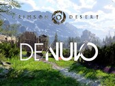Banner voor Crimson Desert met Denuvo-logo wordt getoond