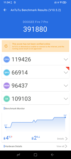 AnTuTu 10-prestatietest (Afbeeldingsbron: Screenshot - Sergey Tarasov - Notebookcheck)