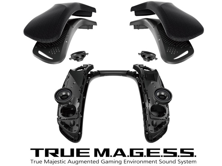 De Panasonic SC-GNW10S-FF halsluidspreker gebruikt vier 38mm conusdrivers om 4.0 surround sound te produceren. (Afbeeldingsbron: Panasonic)