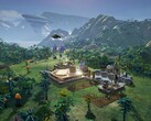 Een afbeelding waarop een stad in Aven Colony te zien is.