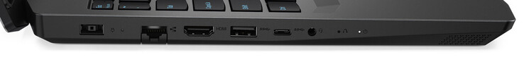 Links: voeding, Gigabit Ethernet, HDMI, 2x USB 3.2 Gen 1 (1x Type-A, 1x Type-C), combo-audio
