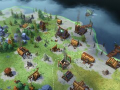 Een afbeelding van een dorp in Northgard: Definitive Edition.