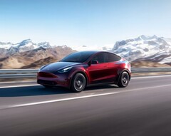 De lakkleur &quot;Midnight Cherry Red&quot; voor de Tesla Model Y is exclusief verkrijgbaar bij Giga Berlijn (Afbeelding: Tesla)