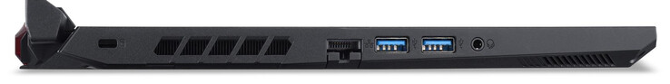 Linkerzijde: Kabelsluitslot, Gigabit Ethernet, 2x USB 3.2 Gen 1 (Type-A), combo audio
