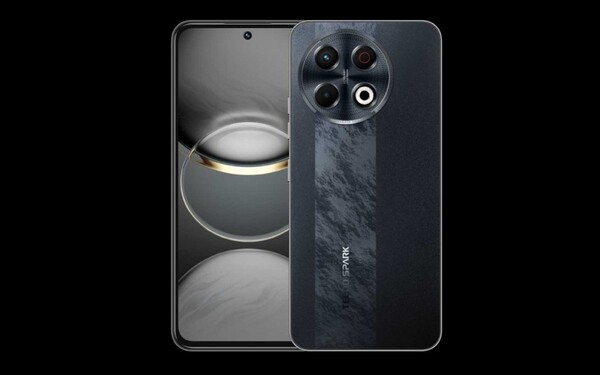 De Tecno Spark 30 Pro in Obsidian Edge. (Afbeeldingsbron: Tecno via GSMArena)