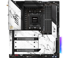 Het contrasterende witte marmerdecal en zwart van de X670E Taichi Carrara maakt het een goede pasvorm voor diegenen die op zoek zijn naar een witte build (Afbeelding Bron: ASRock)