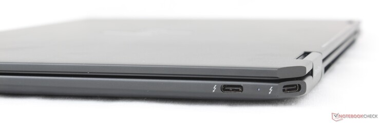 Rechts: 2x USB-C (40 Gbps) met Thunderbolt 4 + Power Delivery + DisplayPort 2.1
