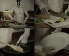 Foto's van de tweede torso van de Protoclone, met een bediende buik die hem onderscheidt van zijn voorganger en die zijn mensachtige potentieel in de keuken laat zien. (Afbeelding Bron: Clone Robotics)
