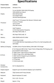 Volledige specificaties van de laptop