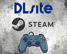 DLsite en Steam-logo's boven controller (Afbeelding bron: DLsite, Steam met bewerkingen)