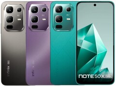 De Infinix Note 50x 5G is verkrijgbaar in zeegroen, betoverd paars en titaniumgrijs (Afbeelding bron: Infinix)