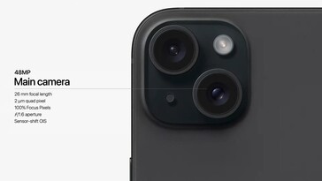 Apple heeft de specificaties van de hoofdcamera van de iPhone 15 en 15 Plus bijgewerkt. (Afbeeldingsbron: Apple)