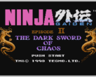 Het titelscherm van Ninja Gaiden II: The Dark Sword of Chaos afgebeeld