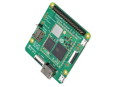 De Raspberry Pi Compute Module 0 aangesloten op het officiële IO-bord. (Afbeeldingsbron: via ITHome &amp;amp; OpenEmbed)