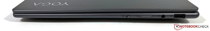 Rechts: Webcam eShutter, aan/uit-knop, 3,5 mm audio-aansluiting, USB-A 3.2 Gen.1 (5 Gbit/s, powered)