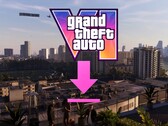 Banner voor de bestandsgrootte van GTA 6 met downloadpictogram weergegeven