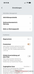 Menu met instellingen